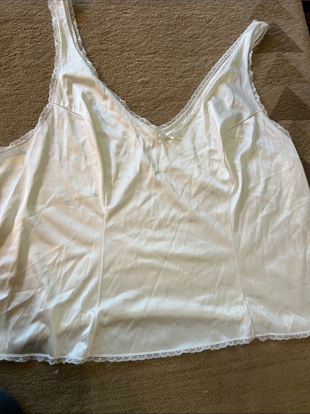 Vintage vassarette White Lace-Trim Camisole Slip Top